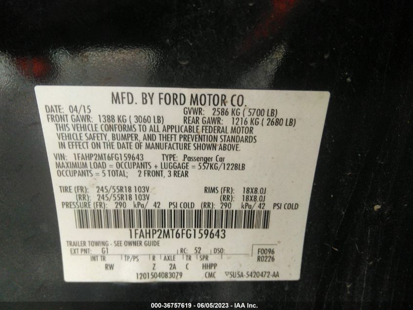 2015 FORD SEDAN POLICE INTERCEPTOR 1FAHP2MT6FG159643