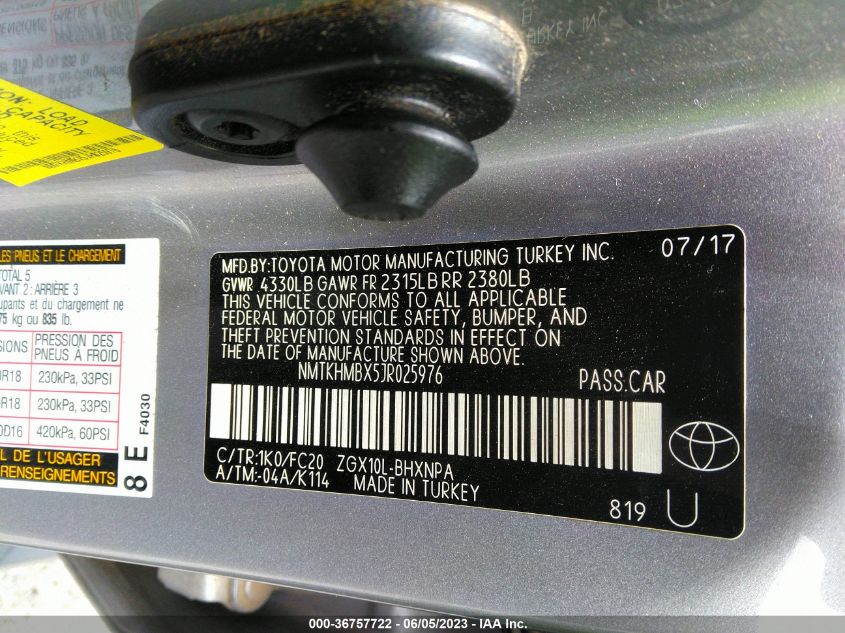 2018 TOYOTA C-HR XLE - NMTKHMBX5JR025976