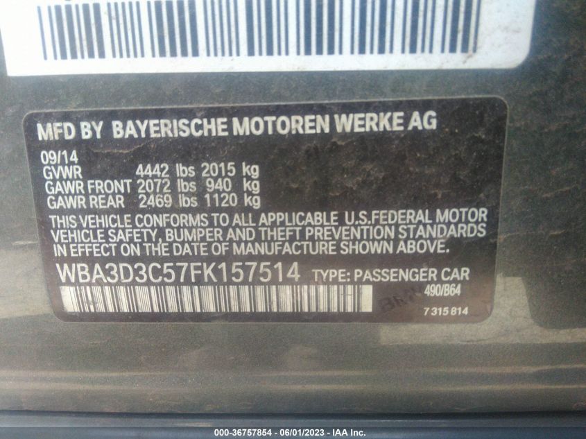 2015 BMW 3 SERIES 328D - WBA3D3C57FK157514