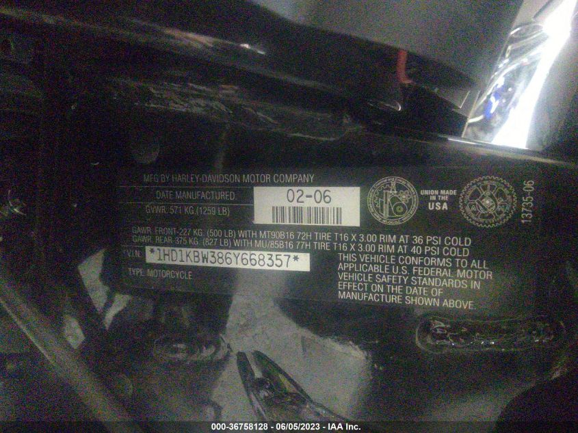 2006 HARLEY-DAVIDSON FLHXI CALIFORNIA - 1HD1KBW386Y668357
