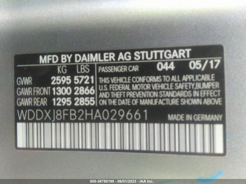 2017 MERCEDES-BENZ S-CLASS S 550 - WDDXJ8FB2HA029661