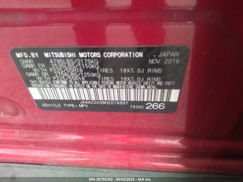 2017 MITSUBISHI OUTLANDER ES - JA4AZ2A38HZ016897