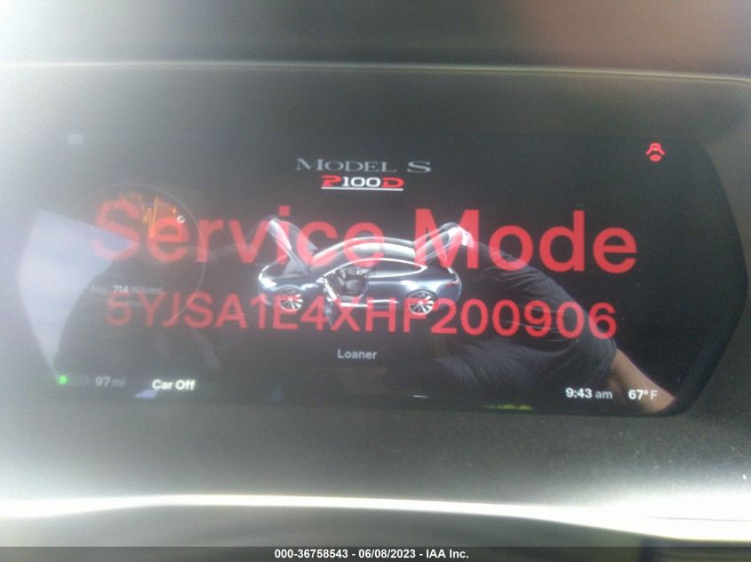 2017 TESLA MODEL S 100D/90D/75D/60D/P100D - 5YJSA1E4XHF200906