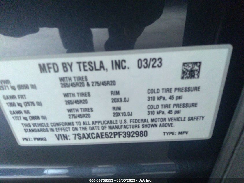 2023 TESLA MODEL X - 7SAXCAE52PF392980
