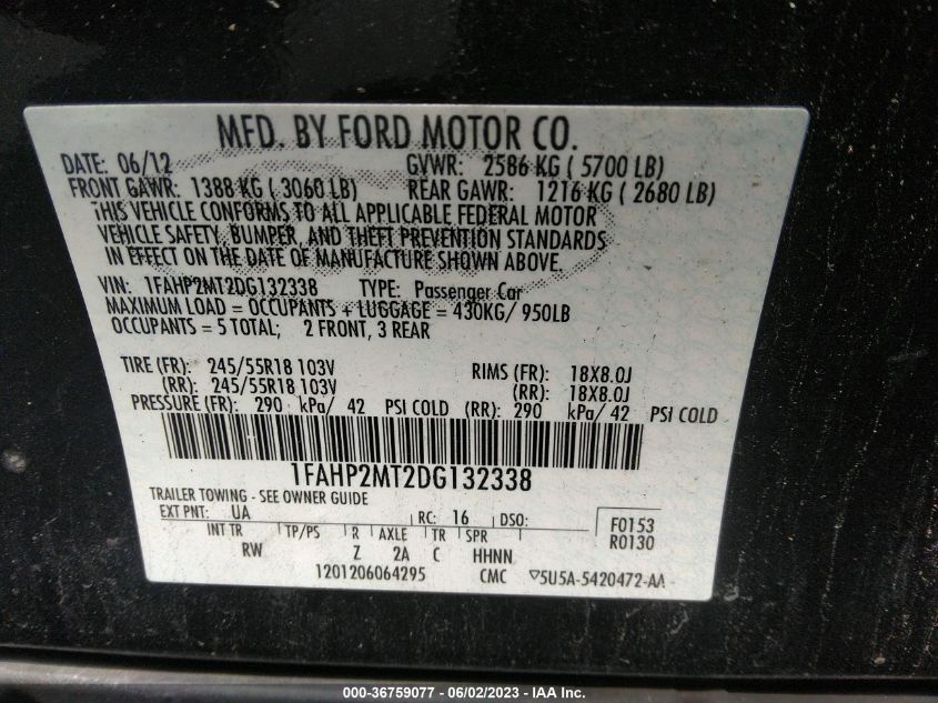 2013 FORD SEDAN POLICE INTERCEPTOR 1FAHP2MT2DG132338