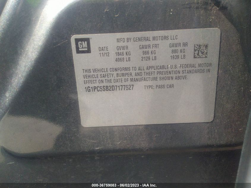 2013 CHEVROLET CRUZE 1LT - 1G1PC5SB2D7177527
