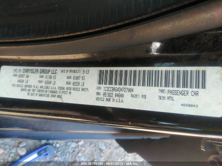 2013 CHRYSLER 200 LX - 1C3CCBAG4DN727084