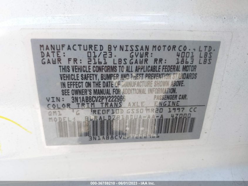 2023 NISSAN SENTRA SV - 3N1AB8CV2PY222966