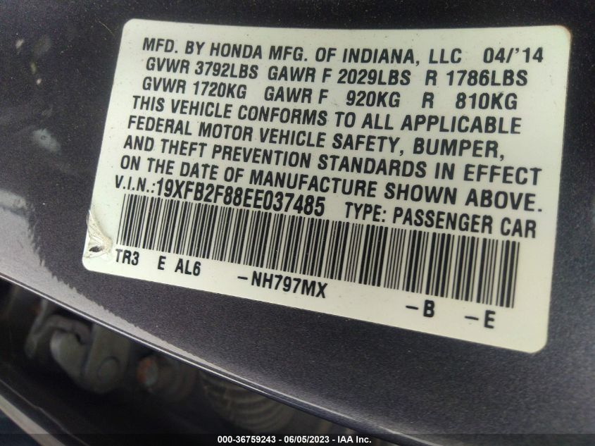 2014 HONDA CIVIC SEDAN EX - 19XFB2F88EE037485