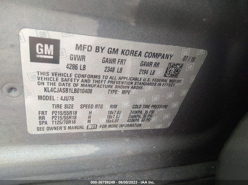 2020 BUICK ENCORE PREFERRED - KL4CJASB1LB010408
