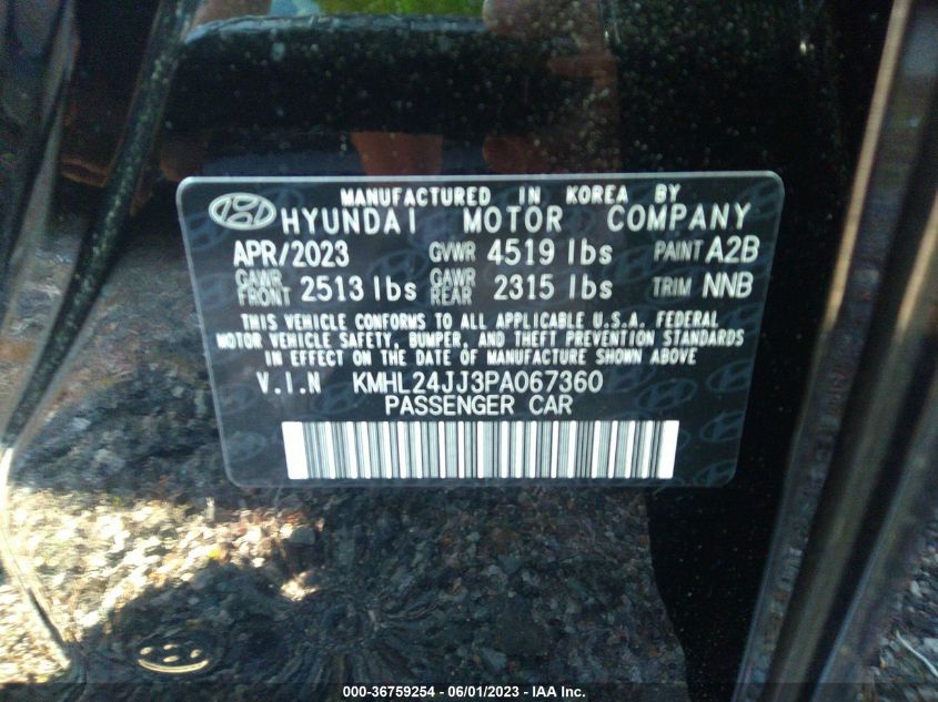 2023 HYUNDAI SONATA HYBRID BLUE - KMHL24JJ3PA067360