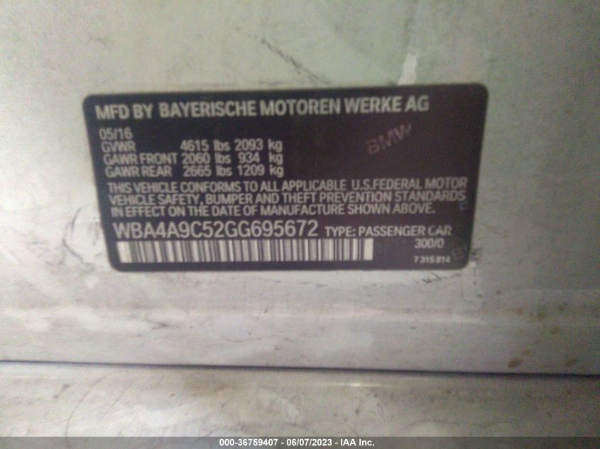 2016 BMW 4 SERIES 428I - WBA4A9C52GG695672