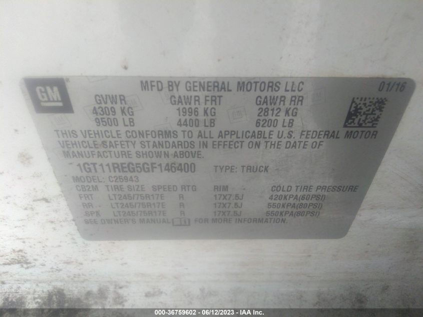 2016 GMC SIERRA 2500HD - 1GT11REG5GF146400