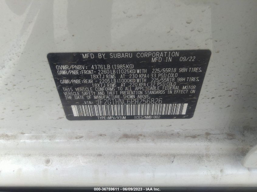 2023 SUBARU CROSSTREK LIMITED - JF2GTHNC6PH256826