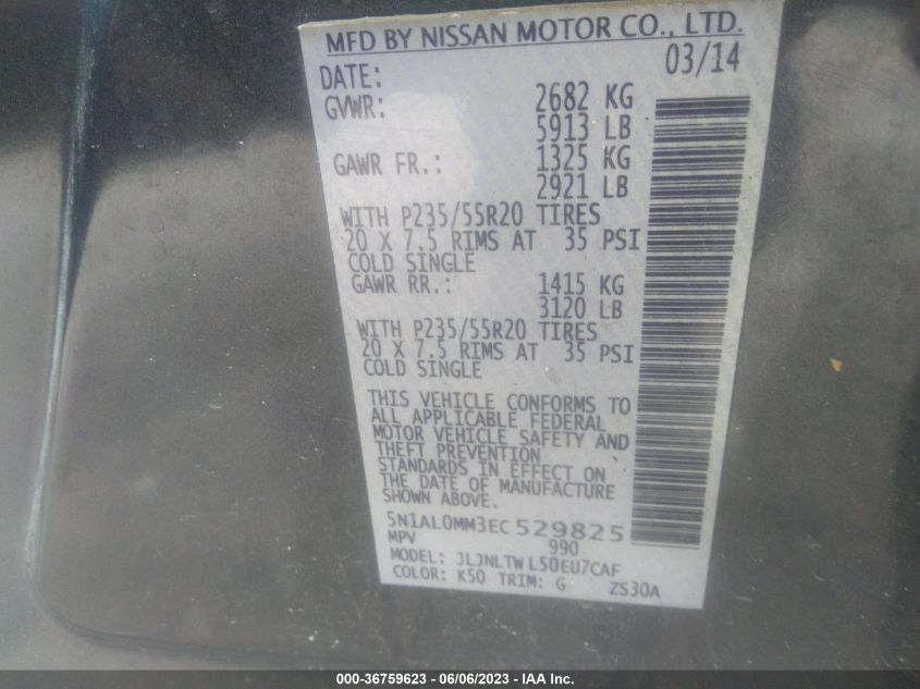 2014 INFINITI QX60 - 5N1AL0MM3EC529825