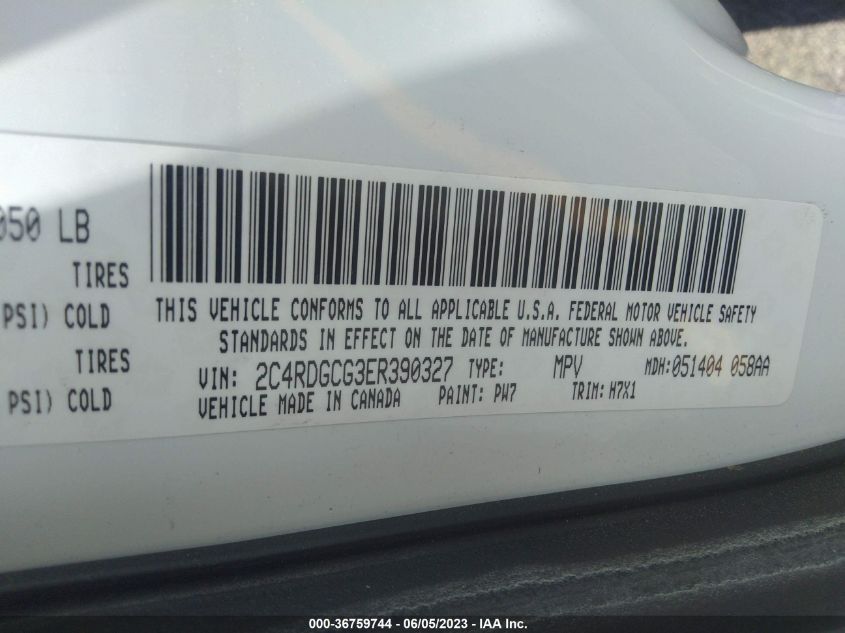 2014 DODGE GRAND CARAVAN SXT - 2C4RDGCG3ER390327