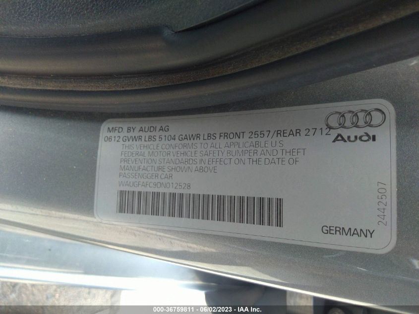 2013 AUDI A6 2.0T PREMIUM PLUS - WAUGFAFC9DN012528