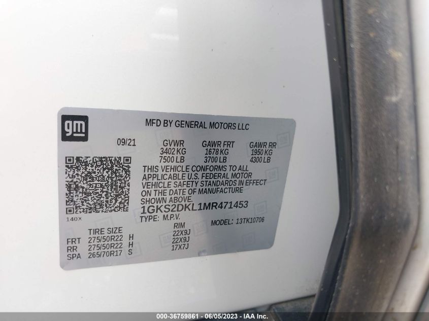 2021 GMC YUKON DENALI - 1GKS2DKL1MR471453