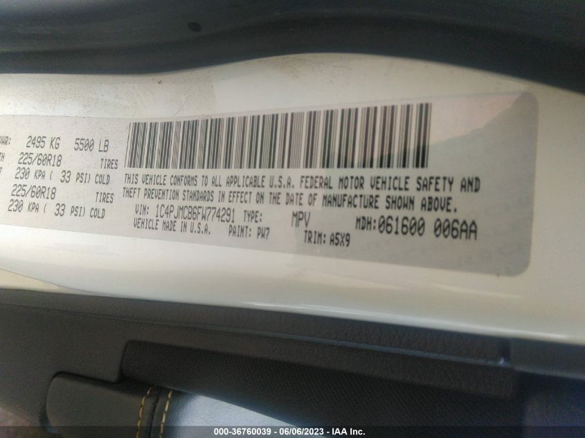 2015 JEEP CHEROKEE LATITUDE ALTITUDE - 1C4PJMCB6FW774291