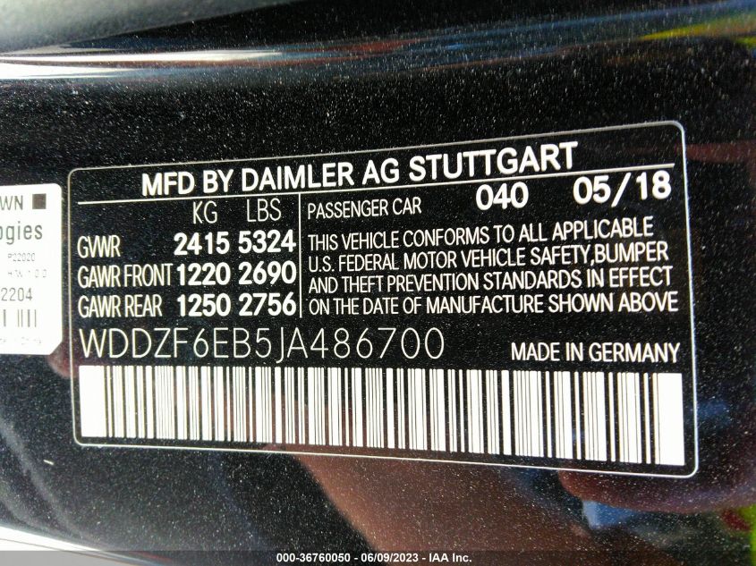 2018 MERCEDES-BENZ E-CLASS AMG E 43 - WDDZF6EB5JA486700
