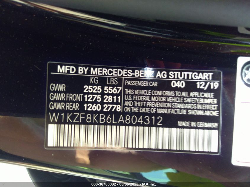 W1KZF8KB6LA804312 2020 MERCEDES-BENZ E-CLASS, photo no. 9