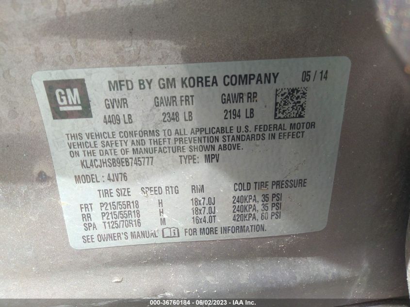 2014 BUICK ENCORE PREMIUM - KL4CJHSB9EB745777