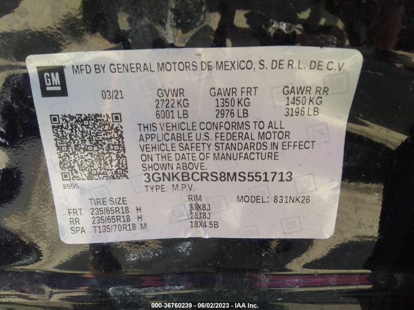 2021 CHEVROLET BLAZER LT - 3GNKBCRS8MS551713