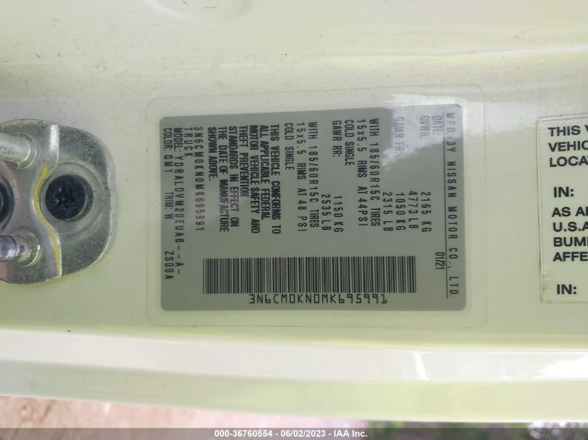 2021 NISSAN NV200 COMPACT CARGO S - 3N6CM0KN0MK695991