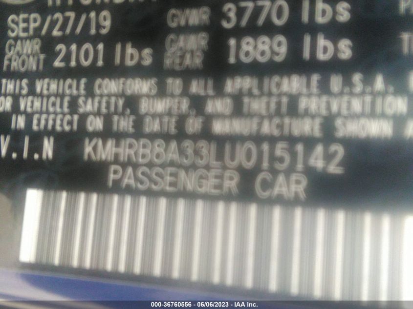 2020 HYUNDAI VENUE SE - KMHRB8A33LU015142