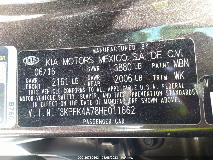 2017 KIA FORTE LX - 3KPFK4A78HE011662