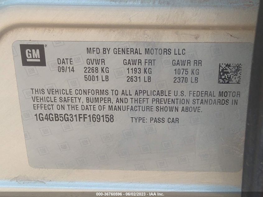 2015 BUICK LACROSSE LEATHER - 1G4GB5G31FF169158