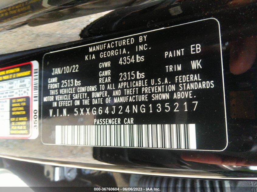 2022 KIA K5 GT-LINE - 5XXG64J24NG135217