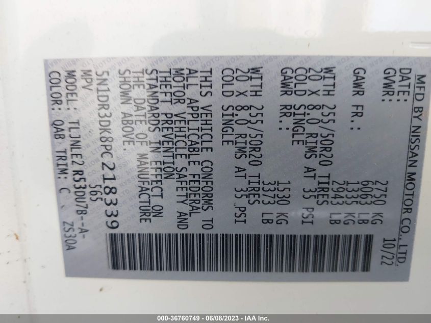 2023 NISSAN PATHFINDER PLATINUM - 5N1DR3DK8PC218339