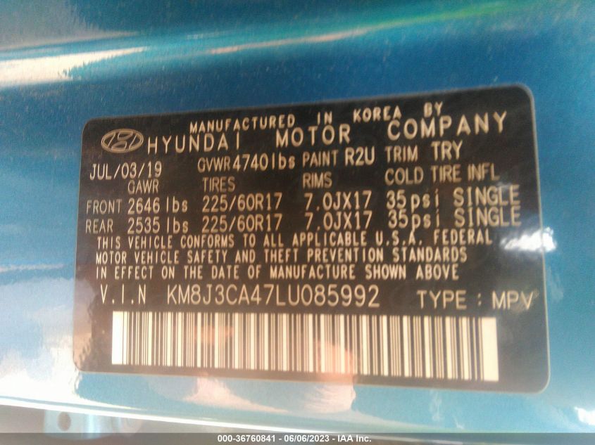 2020 HYUNDAI TUCSON VALUE - KM8J3CA47LU085992