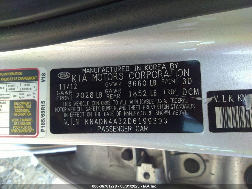 2013 KIA RIO EX - KNADN4A32D6199393