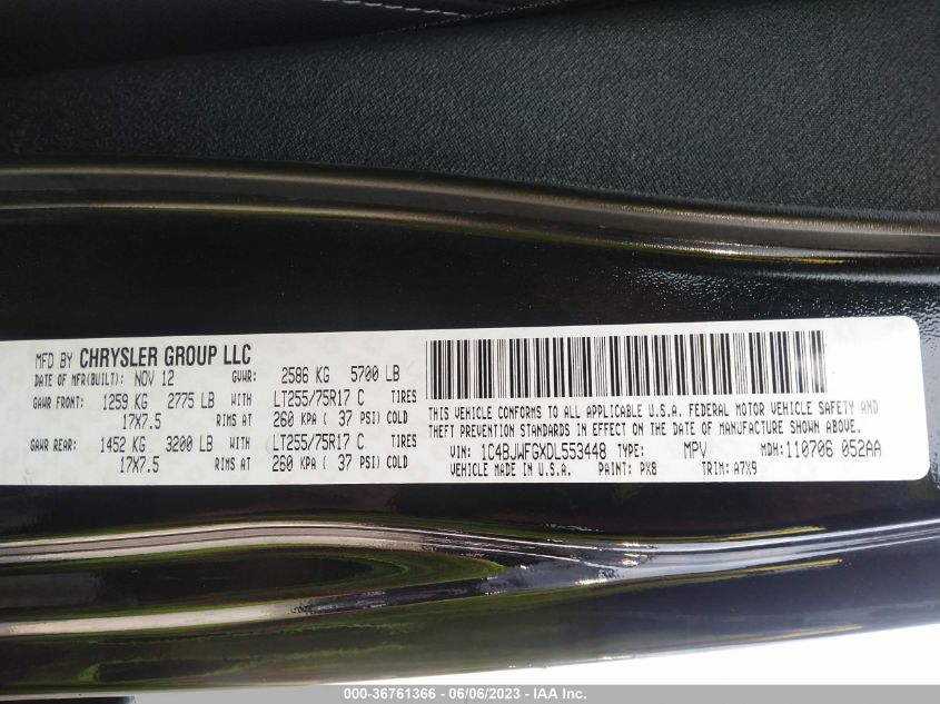 2013 JEEP WRANGLER UNLIMITED RUBICON - 1C4BJWFGXDL553448