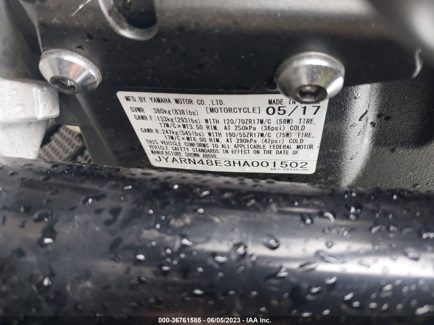 2017 YAMAHA FZ10 - JYARN48E3HA001502