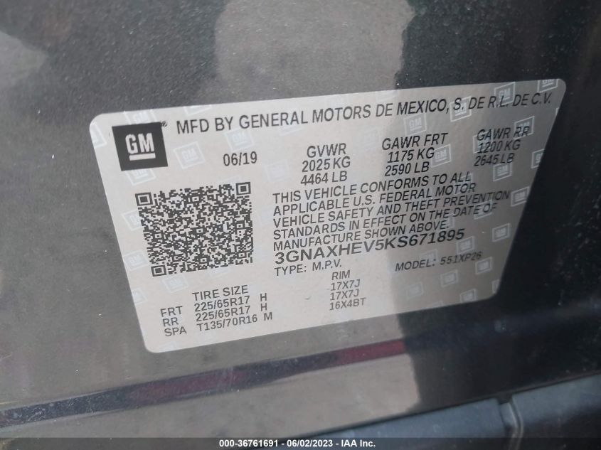 2019 CHEVROLET EQUINOX LS - 3GNAXHEV5KS671895