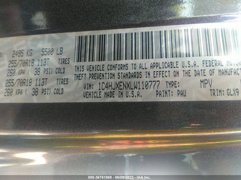 2020 JEEP WRANGLER UNLIMITED SAHARA - 1C4HJXENXLW110777