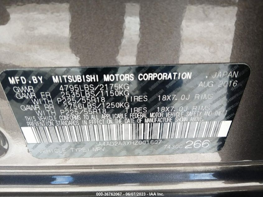 2017 MITSUBISHI OUTLANDER ES - JA4AD2A3XHZ001607