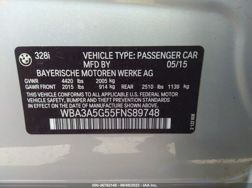 2015 BMW 3 SERIES 328I - WBA3A5G55FNS89748