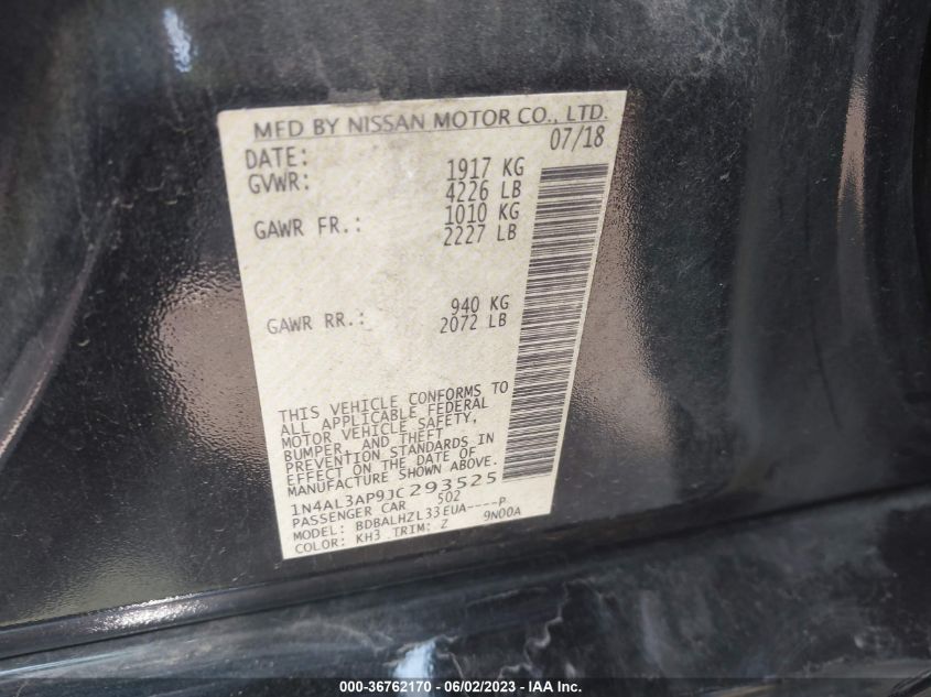 2018 NISSAN ALTIMA 2.5 SR - 1N4AL3AP9JC293525