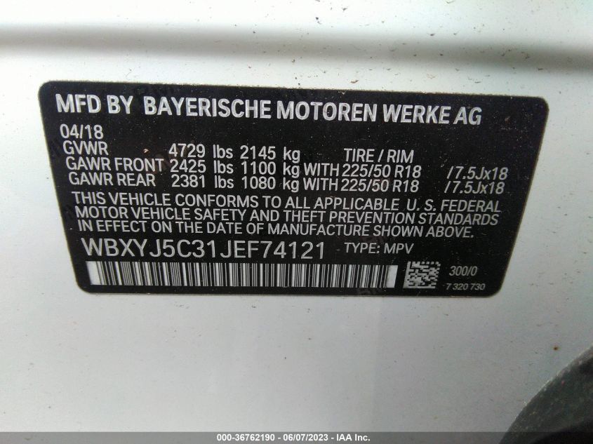 2018 BMW X2 XDRIVE28I - WBXYJ5C31JEF74121