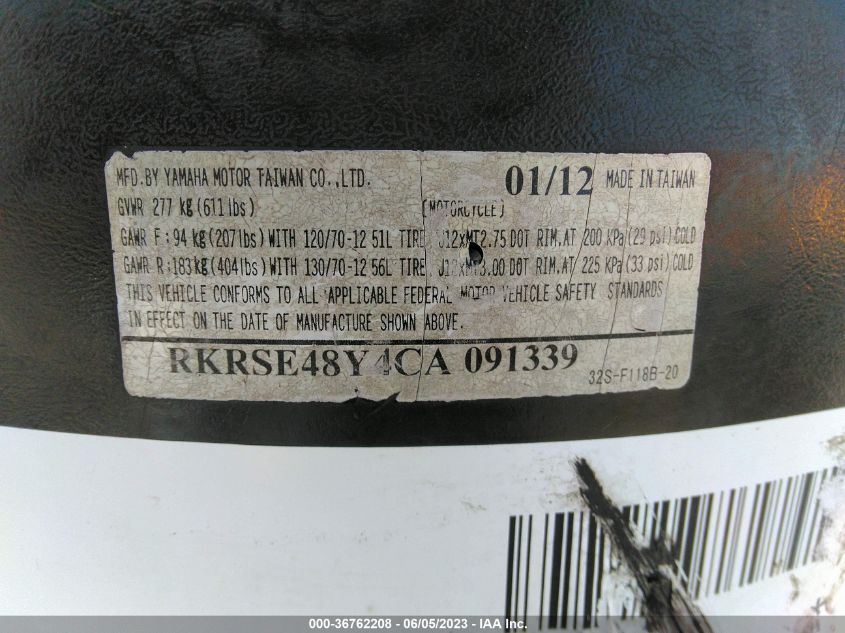 2012 YAMAHA YW125 RKRSE48Y4CA091339