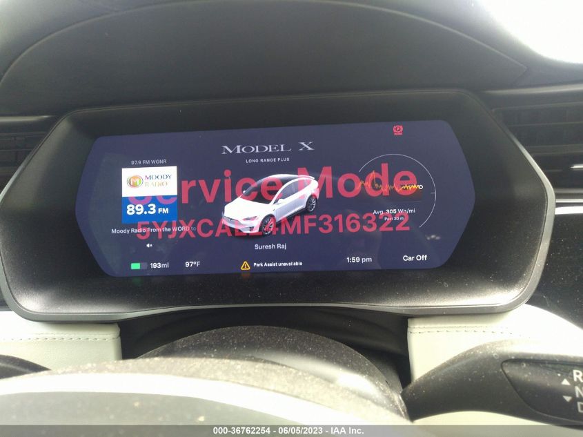 2021 TESLA MODEL X - 5YJXCAE24MF316322