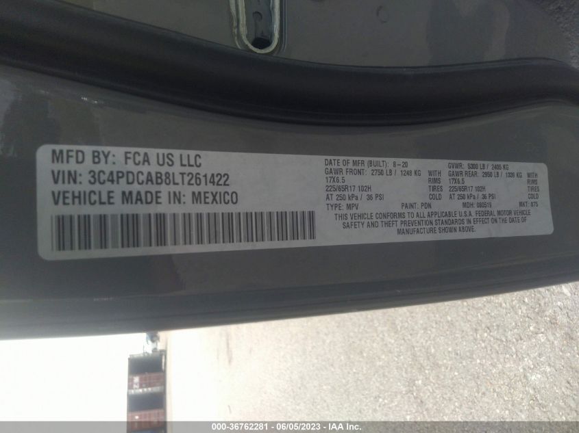 2020 DODGE JOURNEY SE VALUE - 3C4PDCAB8LT261422