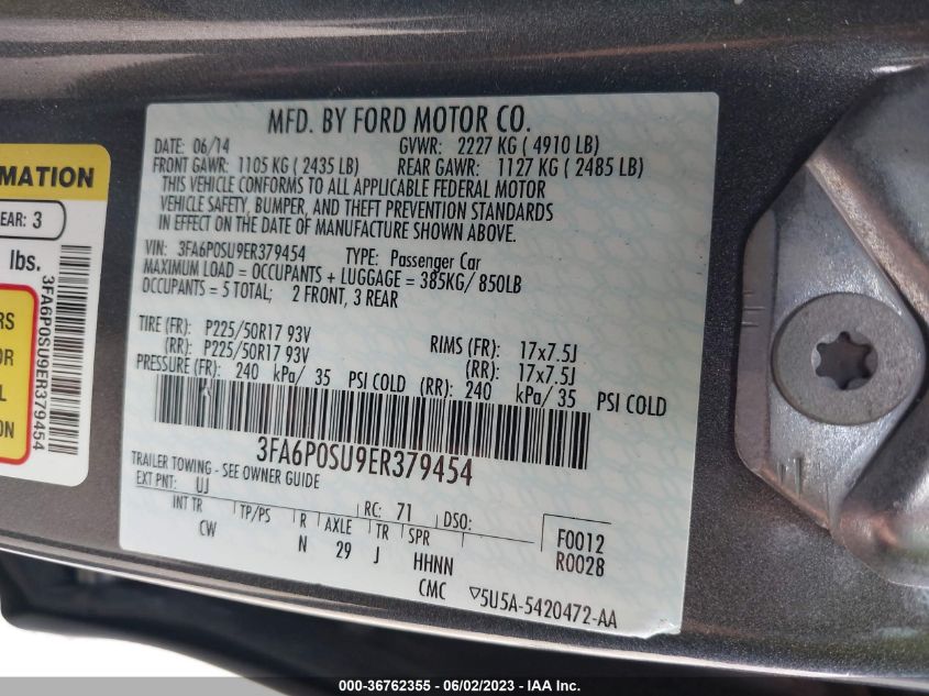 2014 FORD FUSION ENERGI TITANIUM - 3FA6P0SU9ER379454