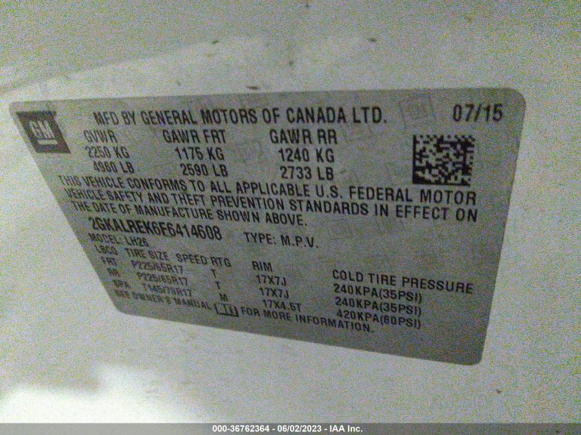2015 GMC TERRAIN SLE - 2GKALREK6F6414608