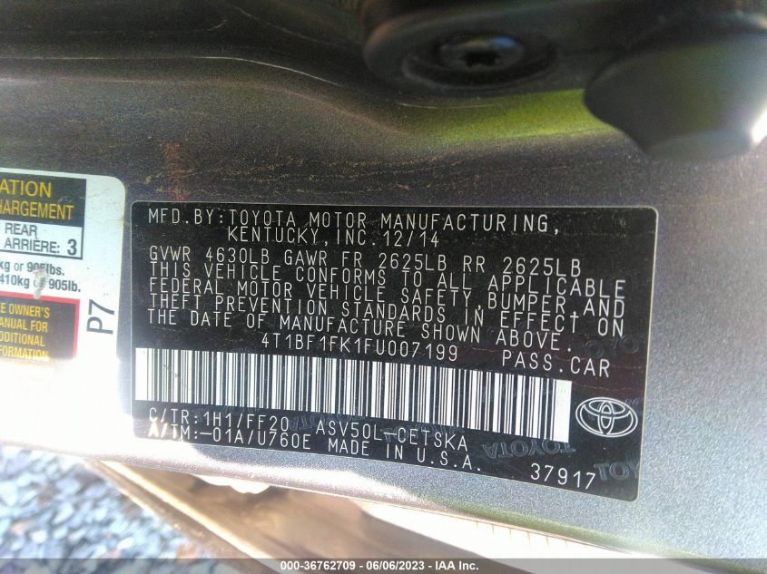 2015 TOYOTA CAMRY LE/SE/XLE/XSE - 4T1BF1FK1FK1FU071