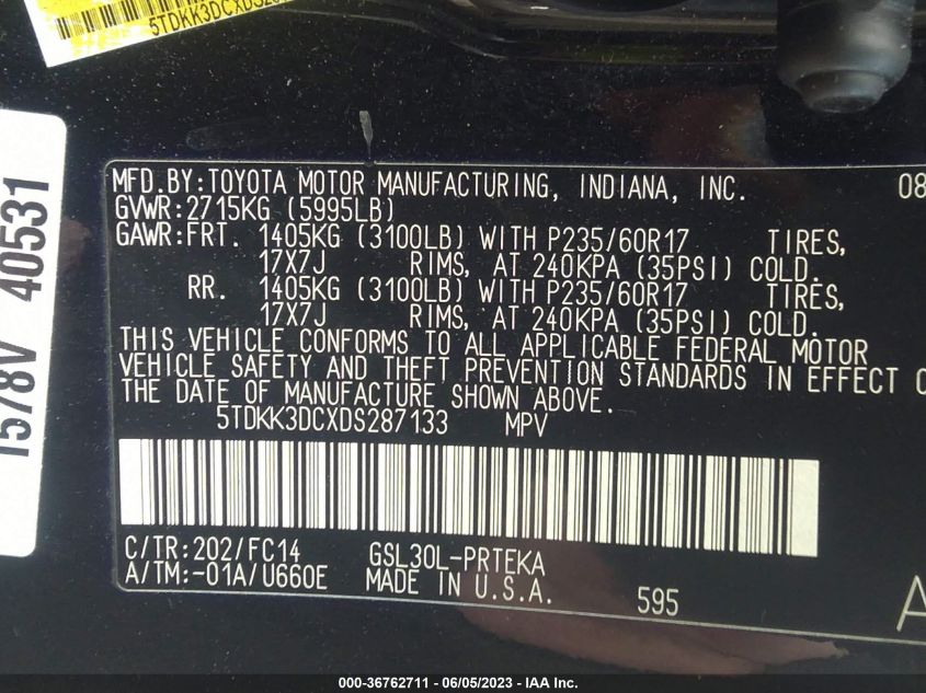 2013 TOYOTA SIENNA LE - 5TDKK3DCXDS287133